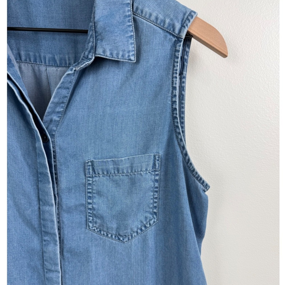 Beachlunchlounge Ombre Denim Shirt Dress Womens Medium Blue Sleeveless Lyocell - Picture 4 of 8